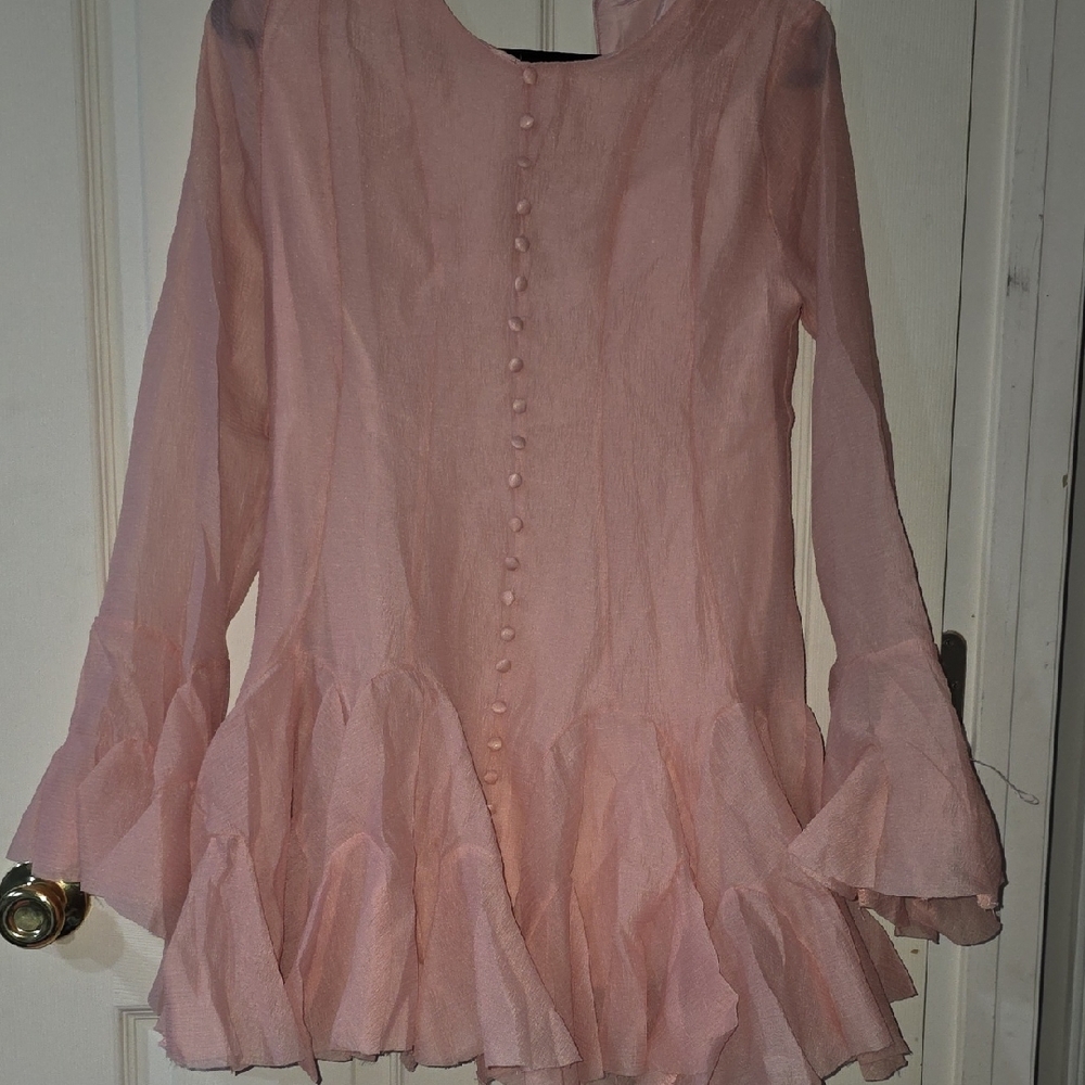 Stylish Pink Ruffle Dress - Picture 5 of 9
